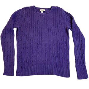 St. Johns Bay Women's Cable Knit Crewneck Sweater M Purple Cotton/Nylon